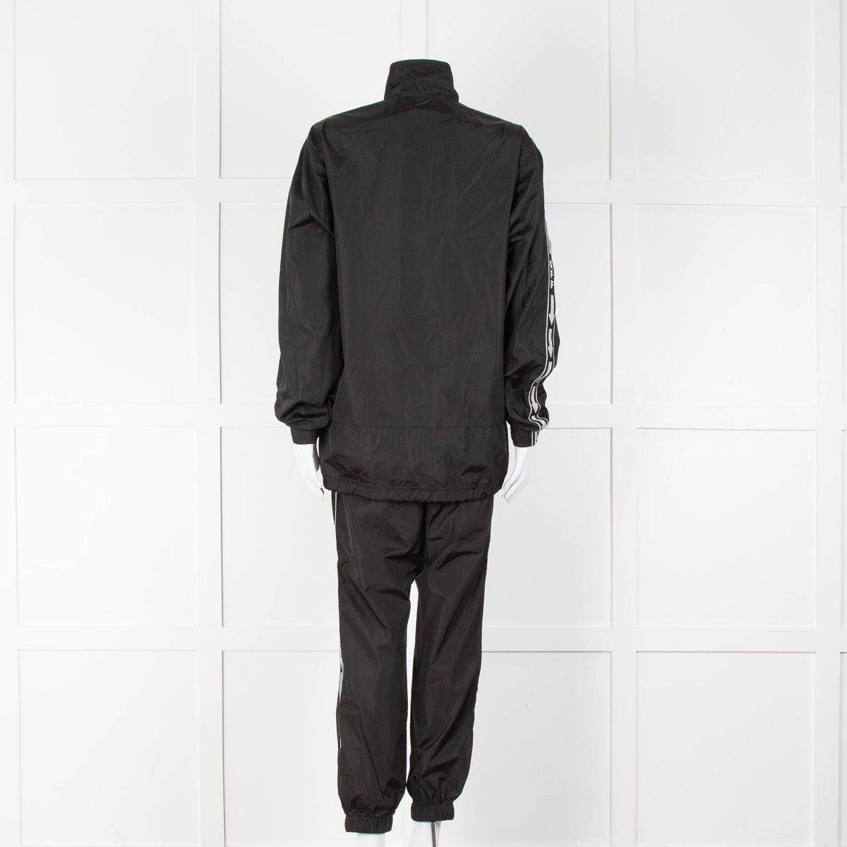 Off-White Black Nylon Joggers With Silver Lurex Arrows