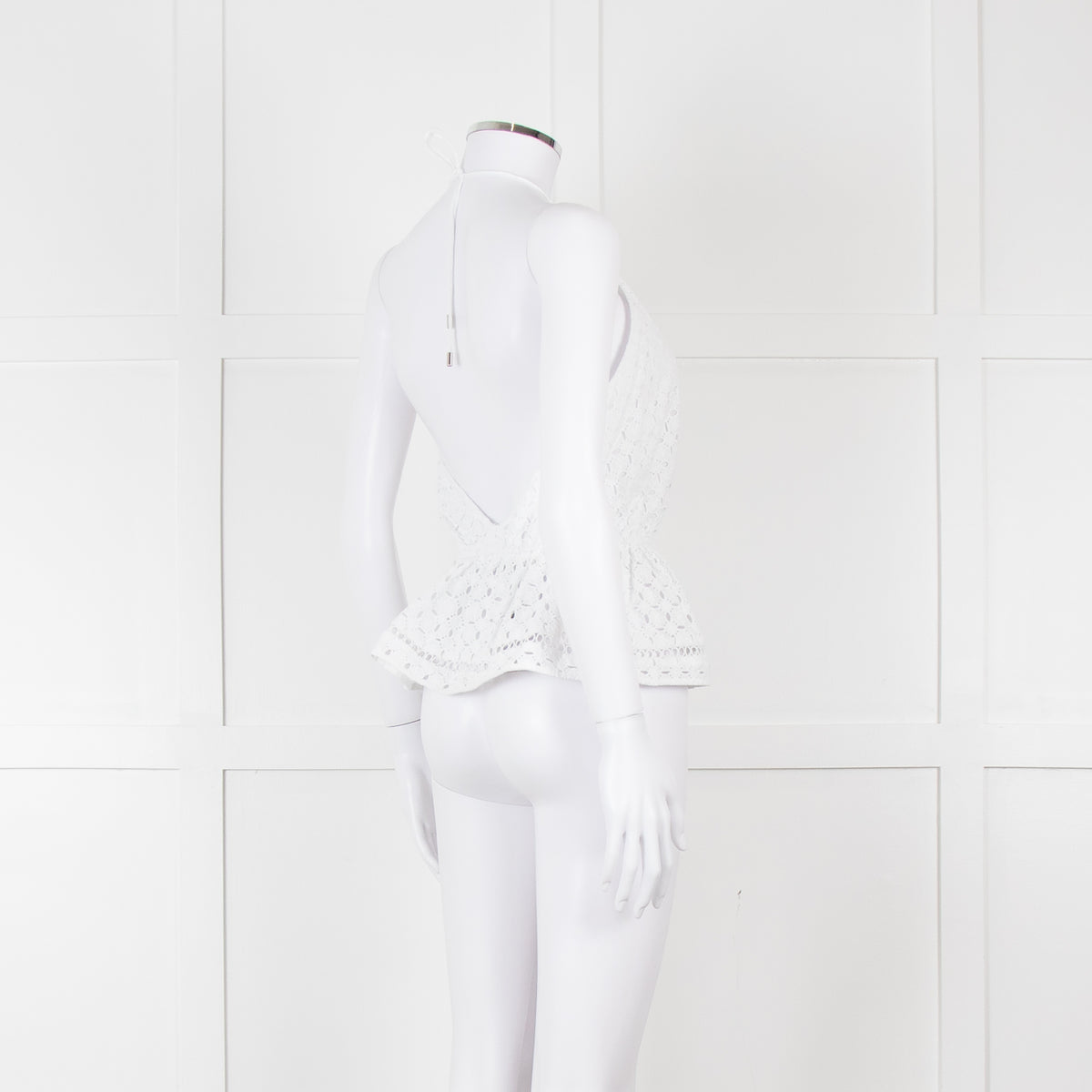 Zimmermann White Halter Neck Lace Cotton Top