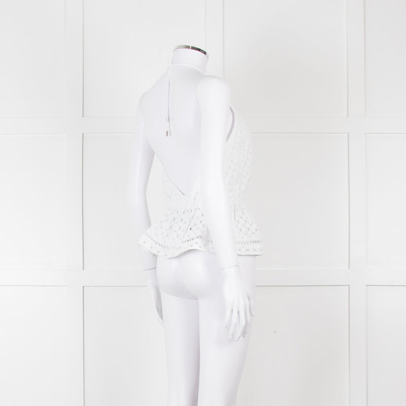 Zimmermann White Halter Neck Lace Cotton Top