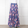 Neve & Noor Blue Pink Green Floral Print Maxi Skirt