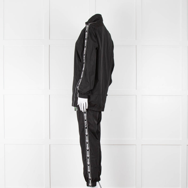 Off-White Black Nylon Joggers With Silver Lurex Arrows