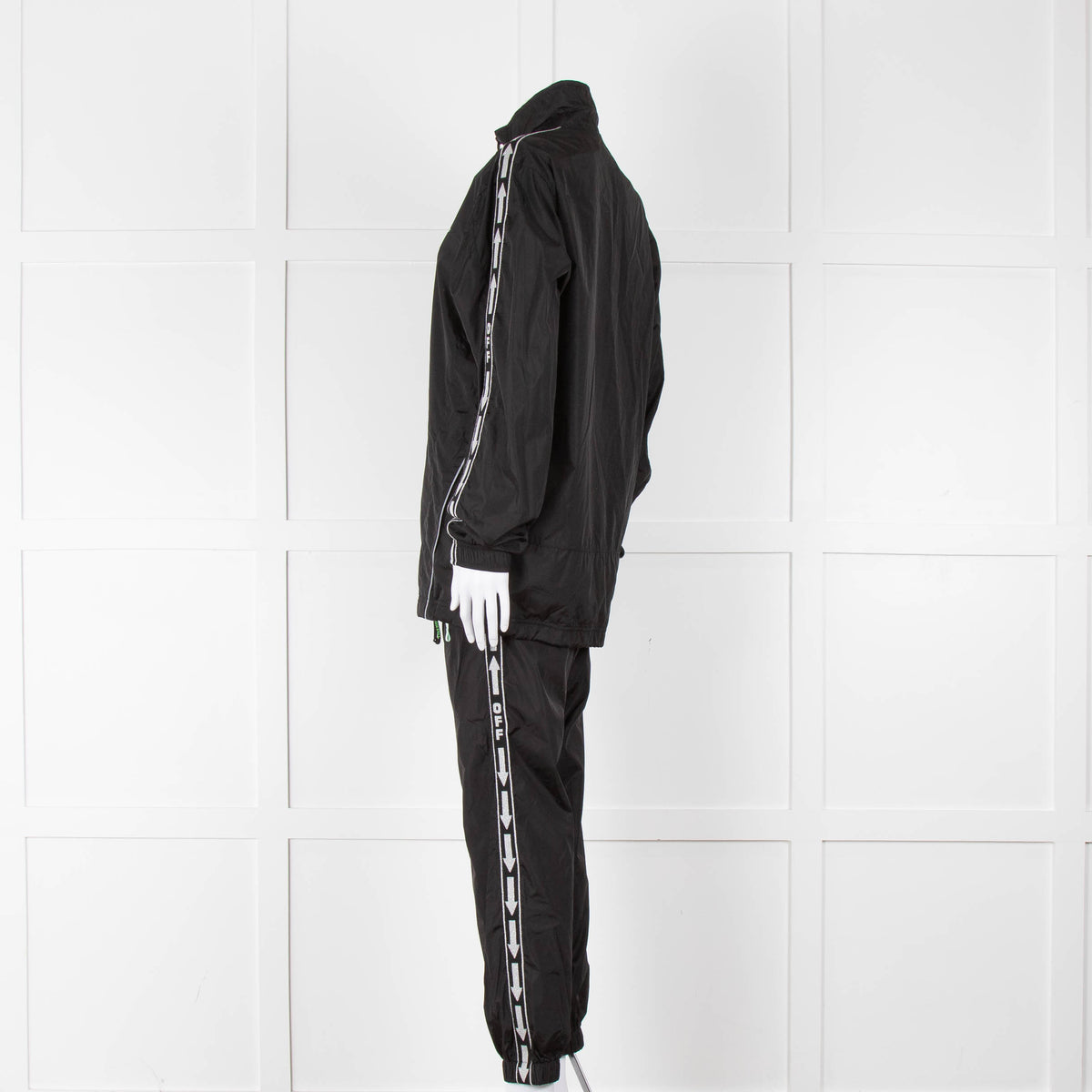 Off-White Black Nylon Jacket With Silver Lurex Arrows