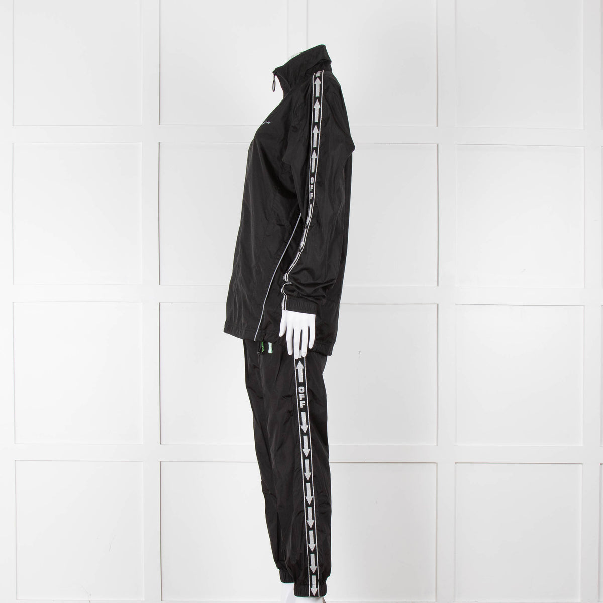 Off-White Black Nylon Jacket With Silver Lurex Arrows