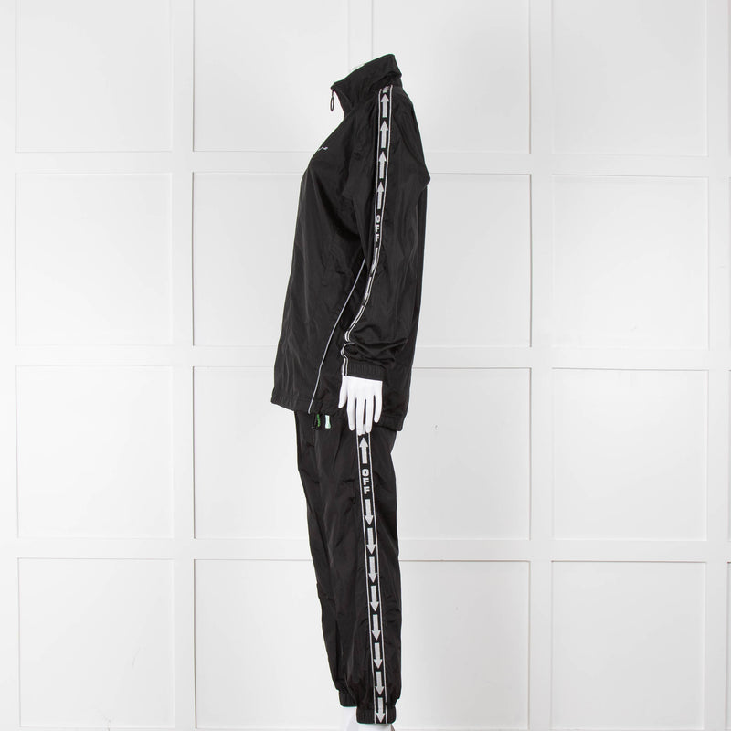 Off-White Black Nylon Joggers With Silver Lurex Arrows