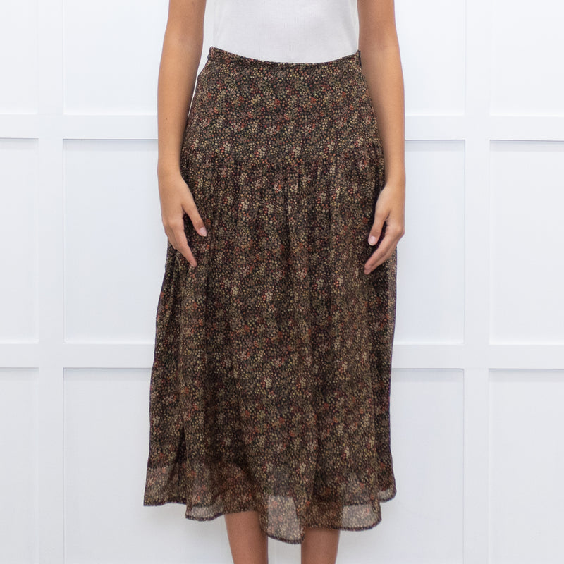 Really Wild Khaki Small Floral Print Skirt