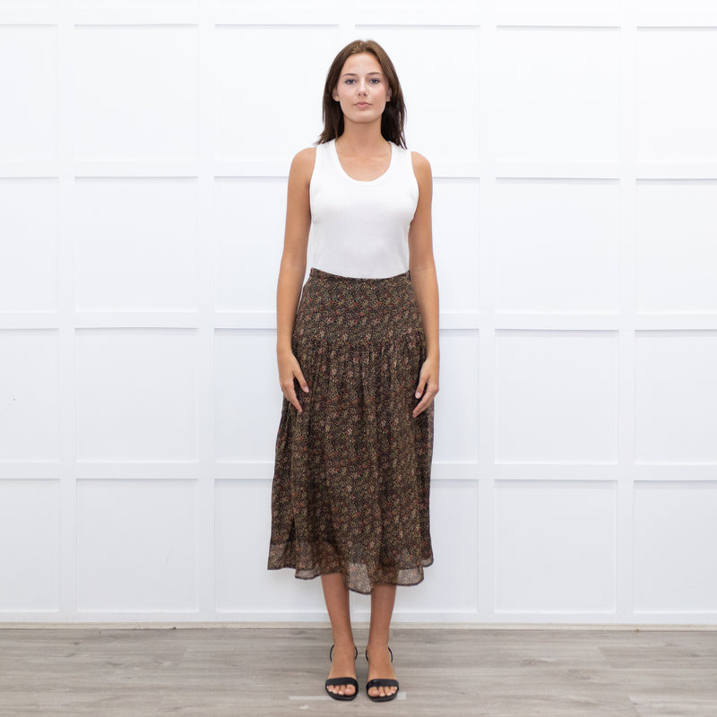 Really Wild Khaki Small Floral Print Skirt