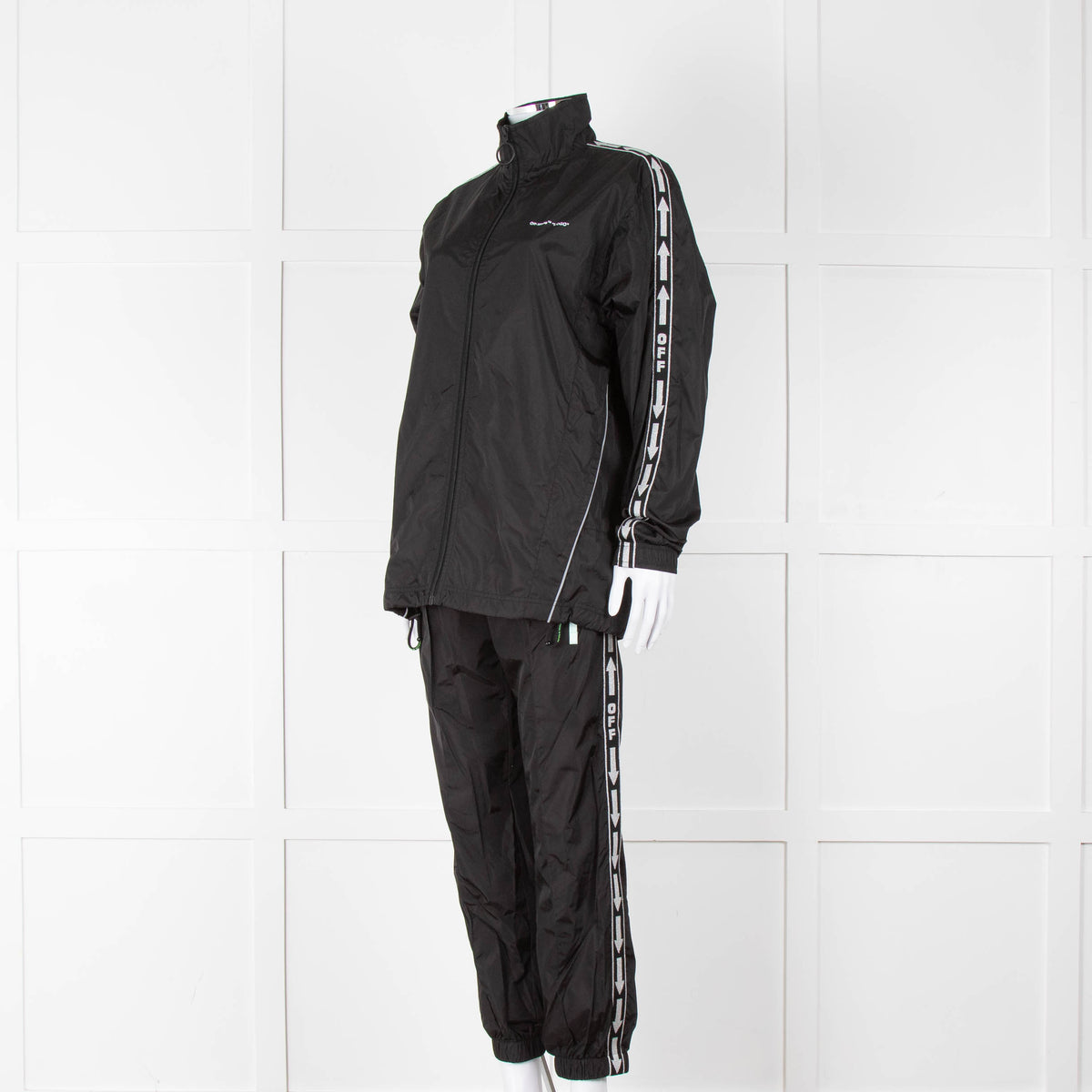 Off-White Black Nylon Jacket With Silver Lurex Arrows