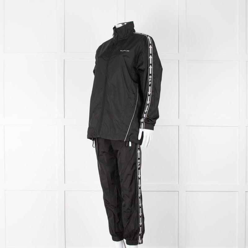 Off-White Black Nylon Jacket With Silver Lurex Arrows