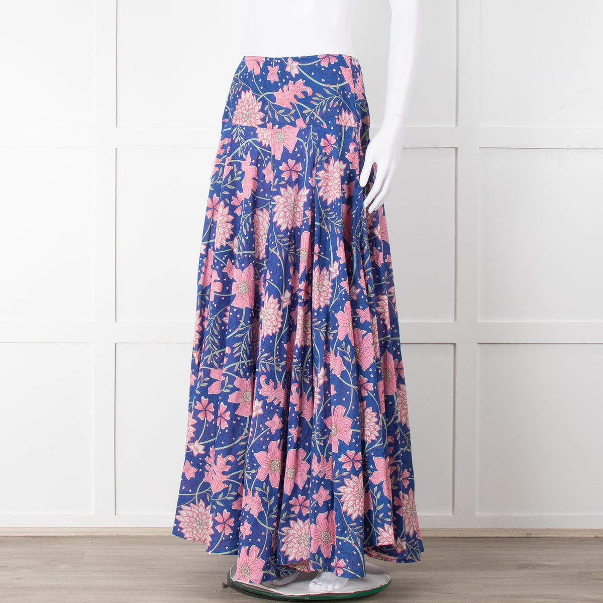 Neve & Noor Blue Pink Green Floral Print Maxi Skirt