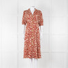 Kitri Brown Lime Green Printed Midi Dress