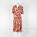 Kitri Brown Lime Green Printed Midi Dress