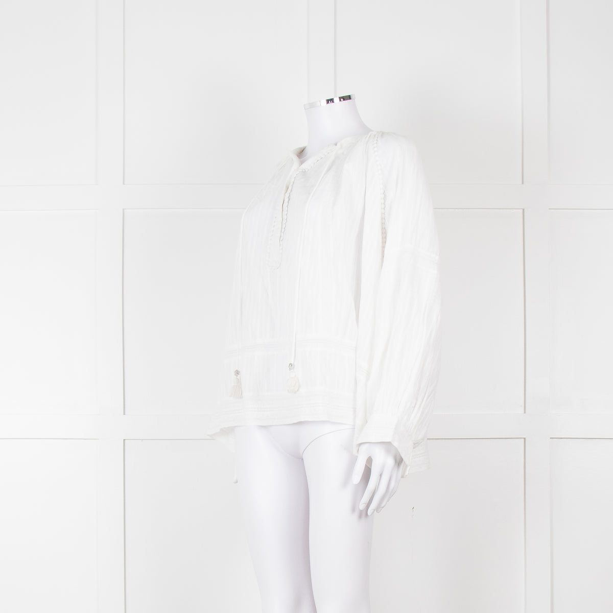 Zadig & Voltaire Cream Lace Trim Oversized Top