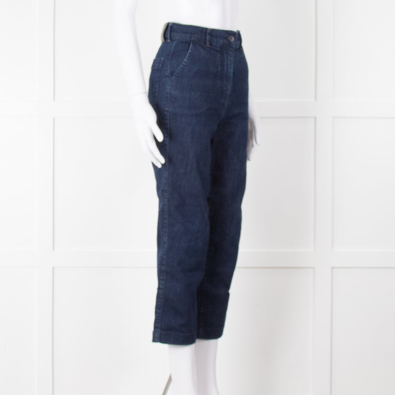 Bimba Y Lola Navy High Waisted Wide Leg Jeans