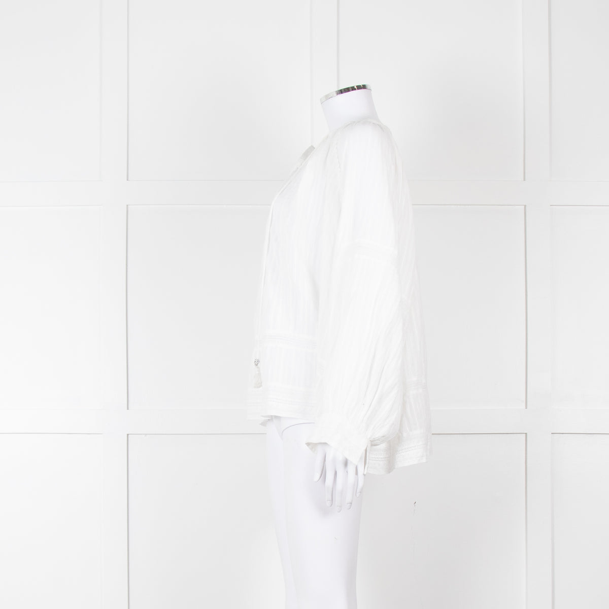 Zadig & Voltaire Cream Lace Trim Oversized Top
