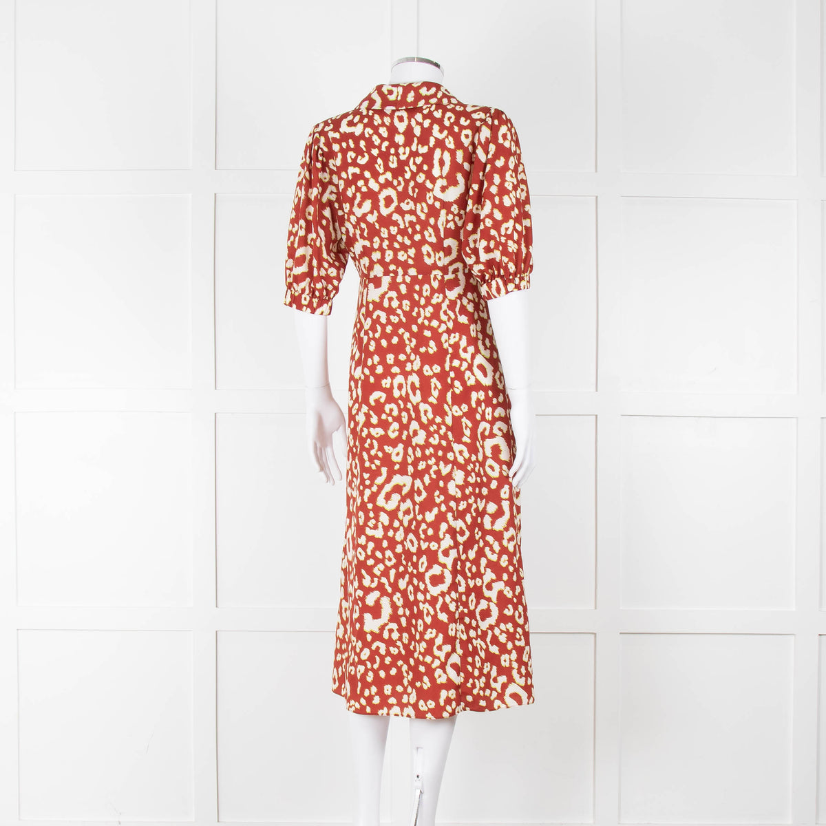 Kitri Brown Lime Green Printed Midi Dress