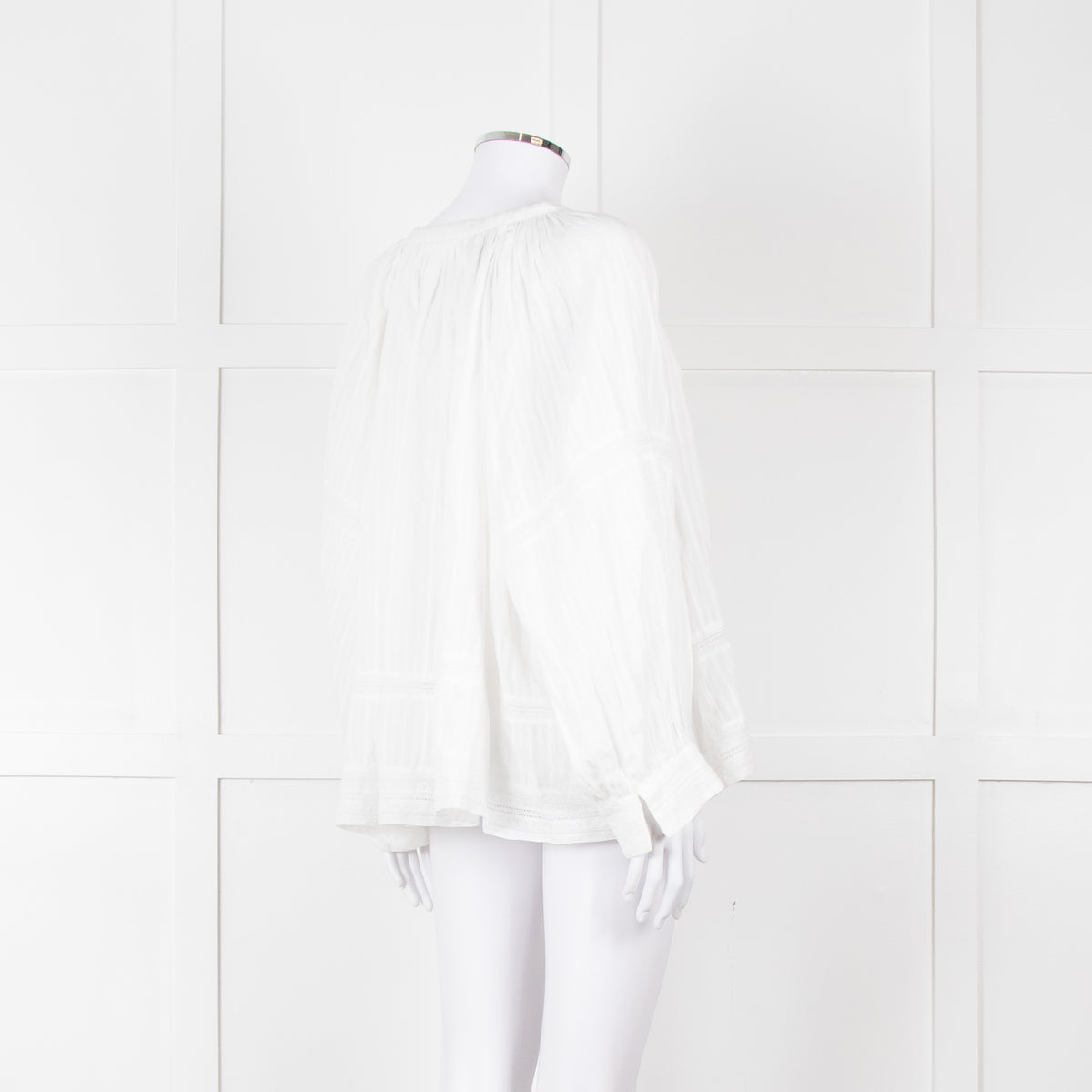 Zadig & Voltaire Cream Lace Trim Oversized Top