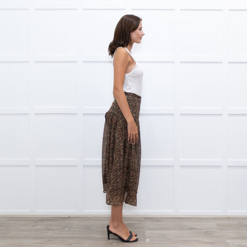 Really Wild Khaki Small Floral Print Skirt