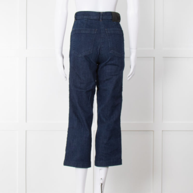 Bimba Y Lola Navy High Waisted Wide Leg Jeans