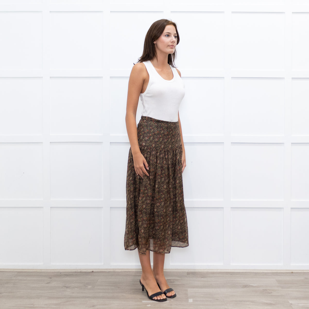 Really Wild Khaki Small Floral Print Skirt