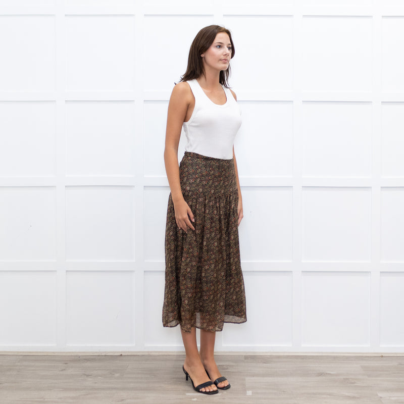 Really Wild Khaki Small Floral Print Skirt