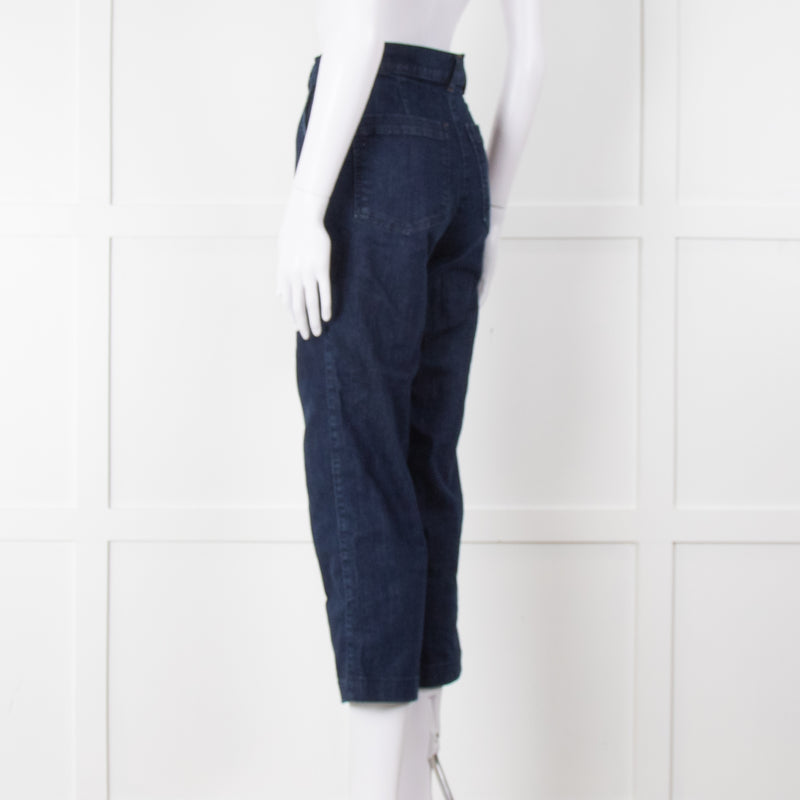 Bimba Y Lola Navy High Waisted Wide Leg Jeans