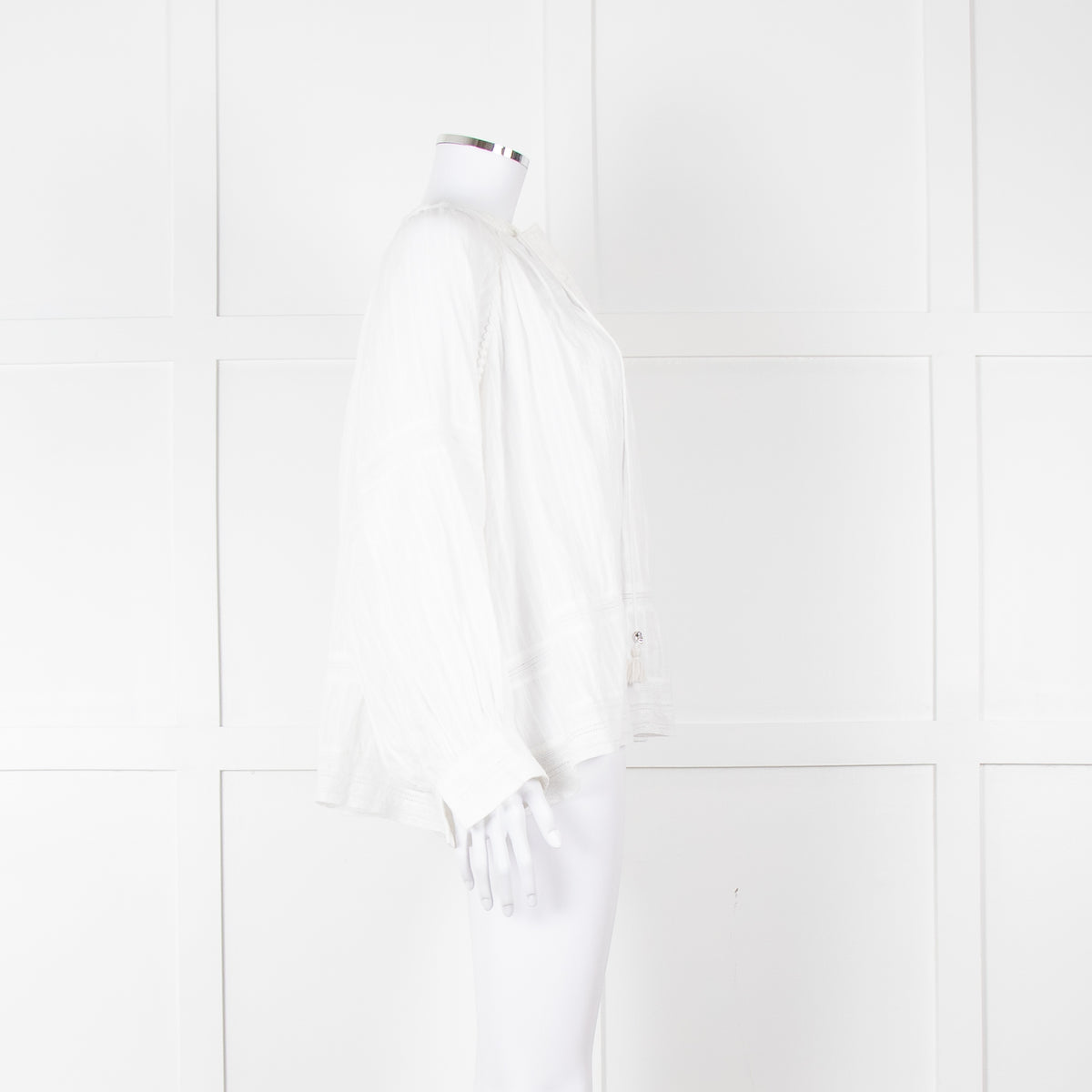 Zadig & Voltaire Cream Lace Trim Oversized Top