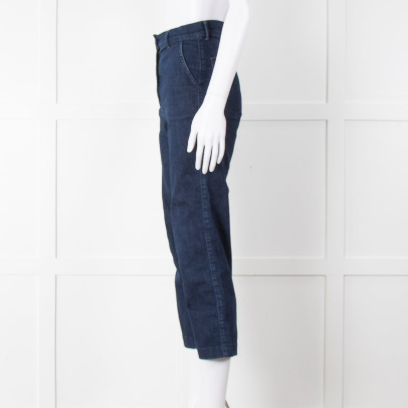 Bimba Y Lola Navy High Waisted Wide Leg Jeans