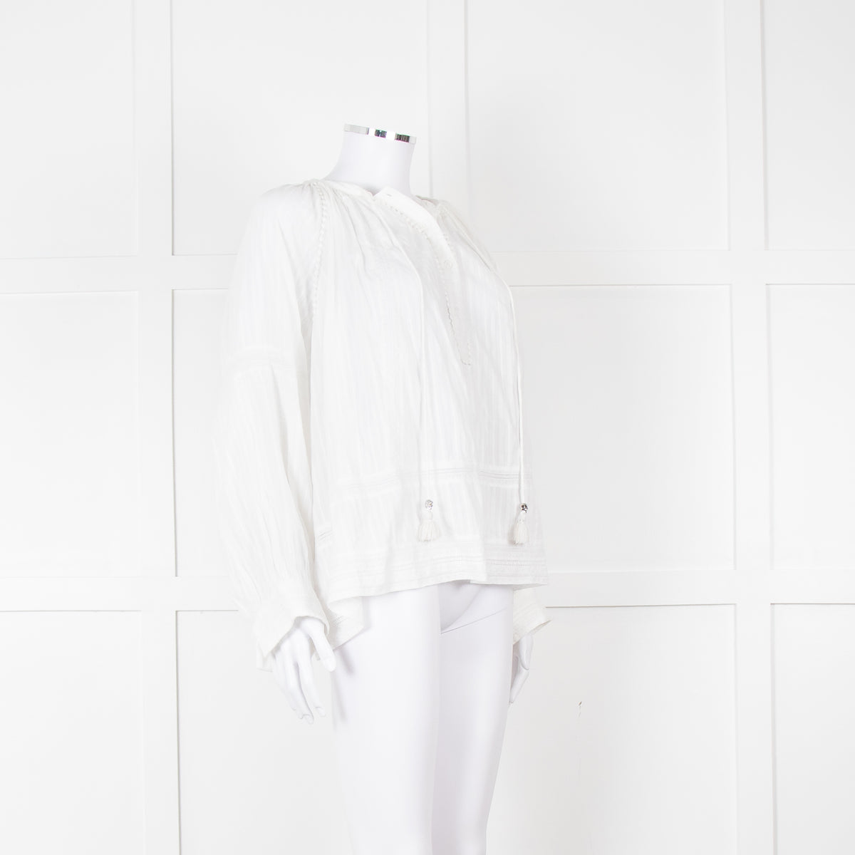 Zadig & Voltaire Cream Lace Trim Oversized Top