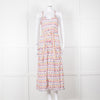 Beulah Cream Red Blue Floral Print Sleeveless Cotton Midi Dress