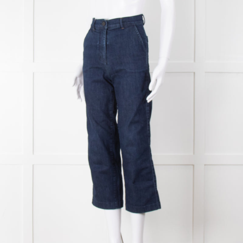Bimba Y Lola Navy High Waisted Wide Leg Jeans