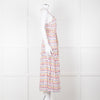 Beulah Cream Red Blue Floral Print Sleeveless Cotton Midi Dress
