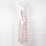 Beulah Cream Red Blue Floral Print Sleeveless Cotton Midi Dress