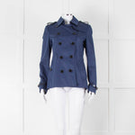 Burberry Navy Double Breasted Trench Short Jacket
