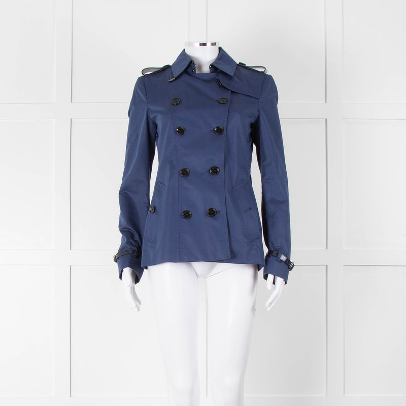 Burberry Navy Double Breasted Trench Short Jacket