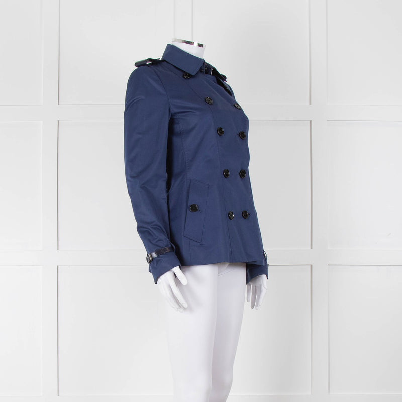 Burberry Navy Double Breasted Trench Short Jacket