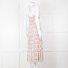 Beulah Cream Red Blue Floral Print Sleeveless Cotton Midi Dress