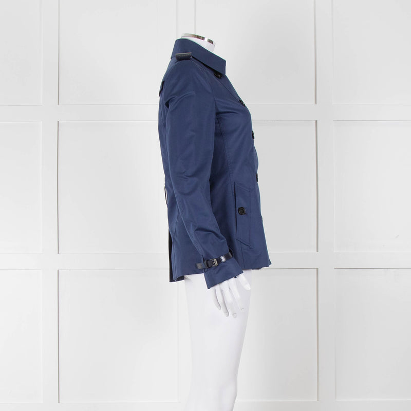 Burberry Navy Double Breasted Trench Short Jacket