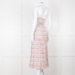 Beulah Cream Red Blue Floral Print Sleeveless Cotton Midi Dress