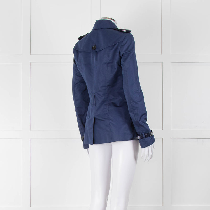 Burberry Navy Double Breasted Trench Short Jacket