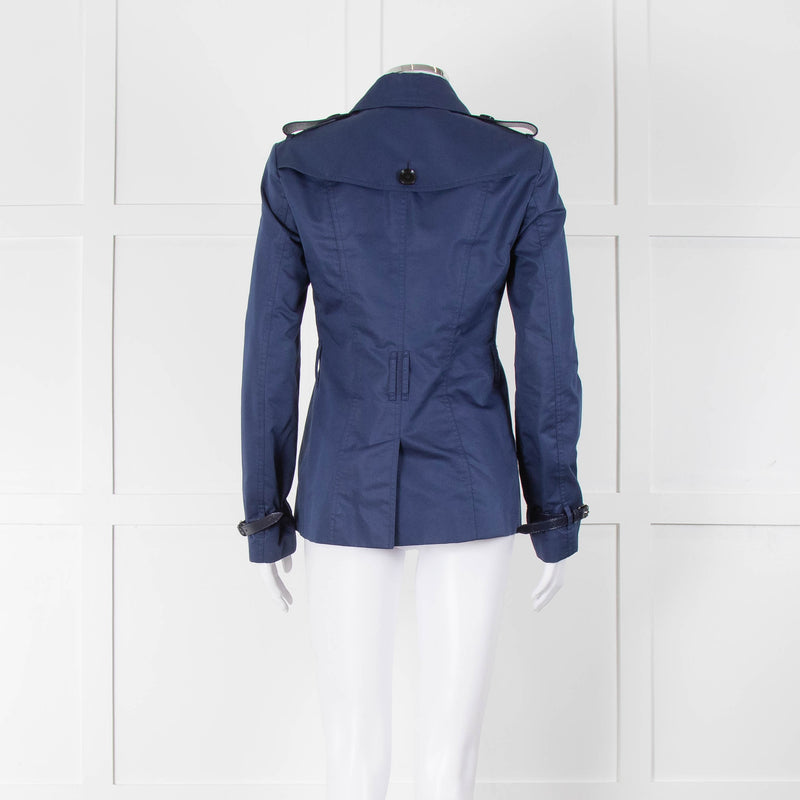 Burberry Navy Double Breasted Trench Short Jacket