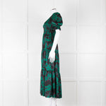 Kitri Green Black Printed Shirred Bodice Maxi Dress