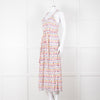 Beulah Cream Red Blue Floral Print Sleeveless Cotton Midi Dress