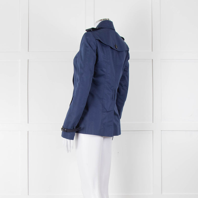 Burberry Navy Double Breasted Trench Short Jacket