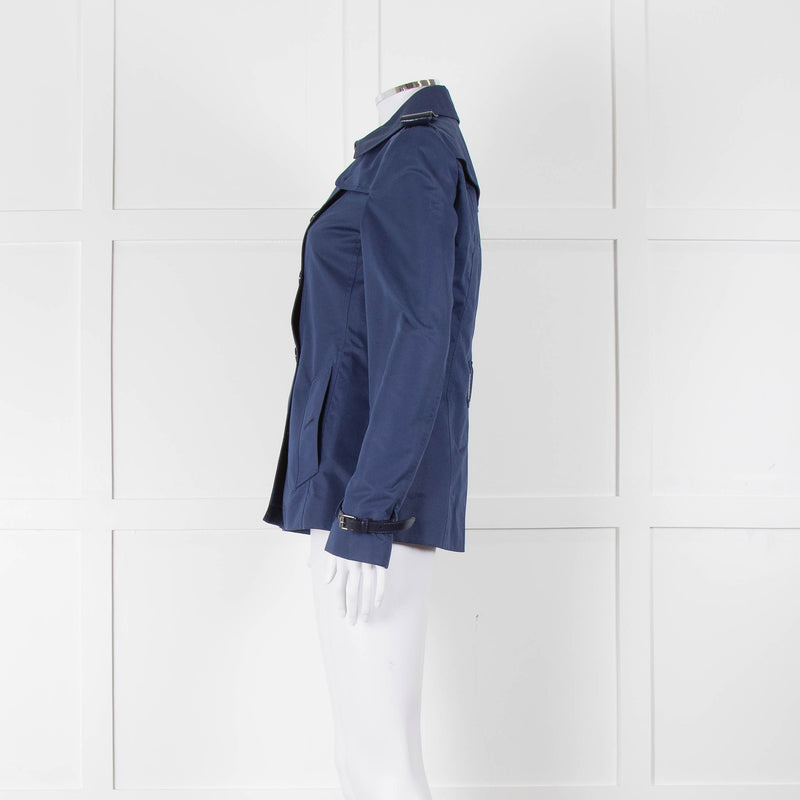 Burberry Navy Double Breasted Trench Short Jacket