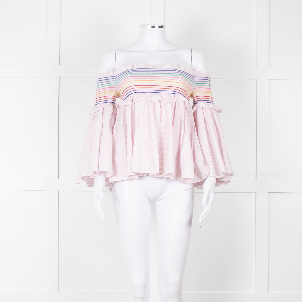 Petersyn Pale Pink Multi Smock Off The Shoulder Top