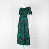 Kitri Green Black Printed Shirred Bodice Maxi Dress