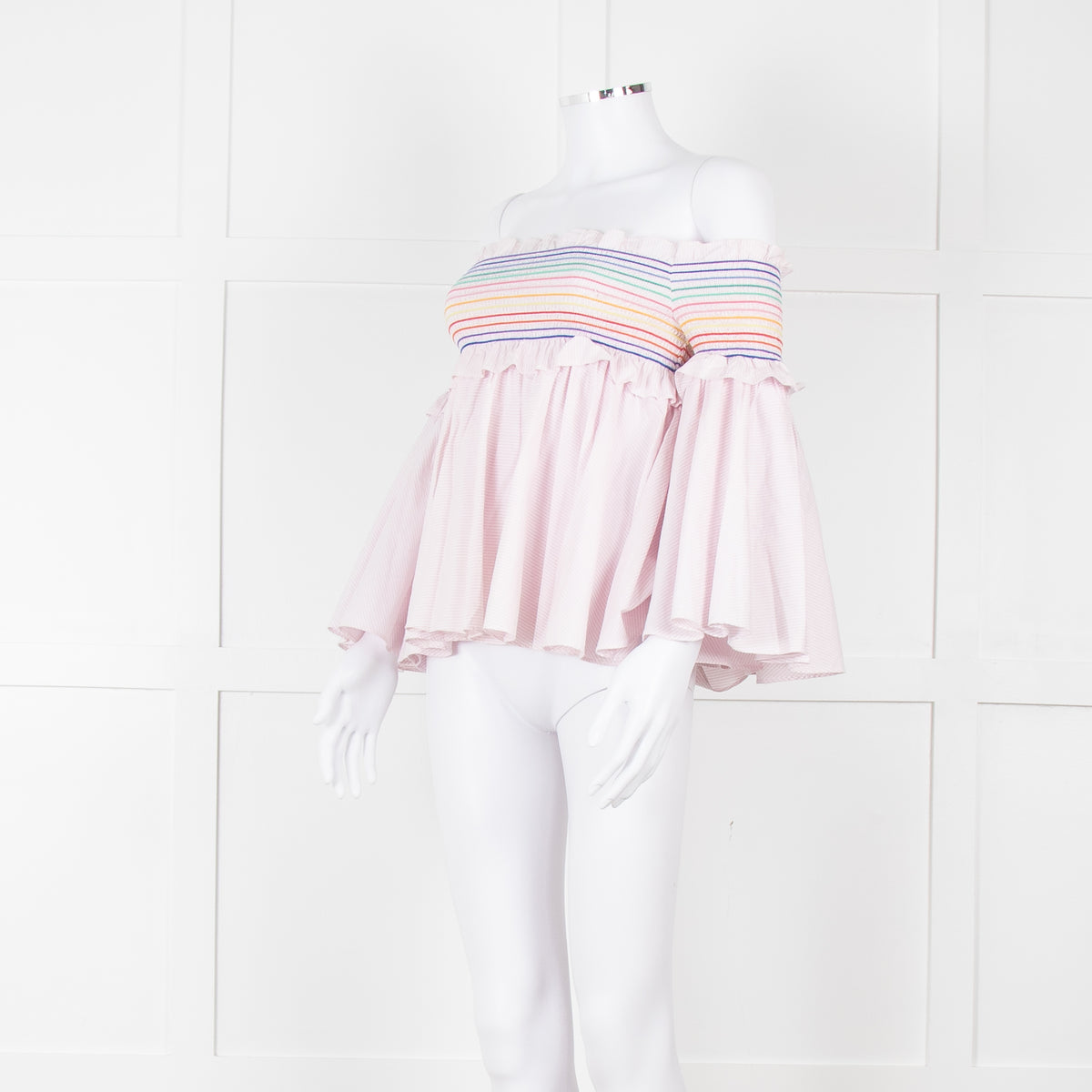 Petersyn Pale Pink Multi Smock Off The Shoulder Top