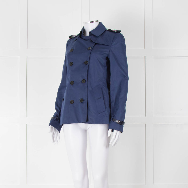 Burberry Navy Double Breasted Trench Short Jacket