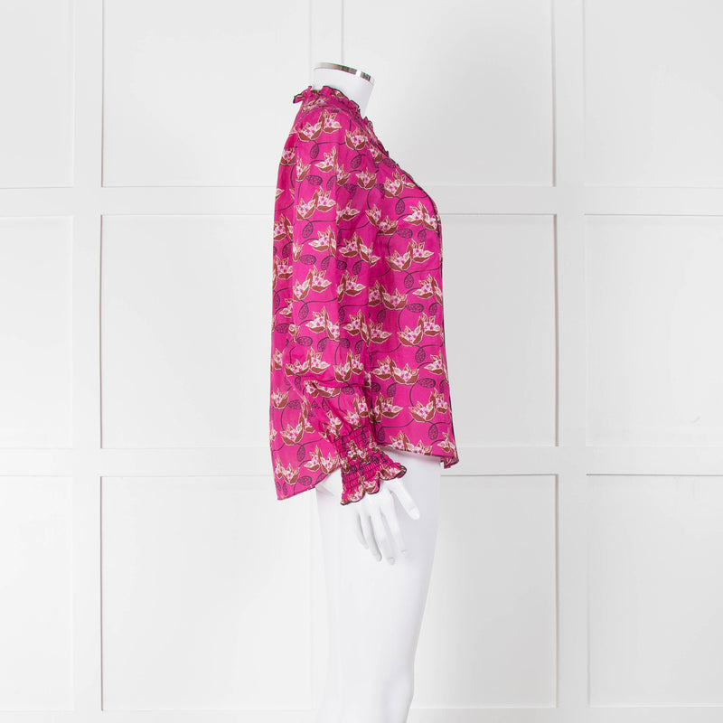 ME + EM Hot Pink Floral Frill Trim Blouse