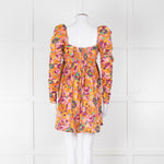 Zimmermann Cotton Orange, Pink and Purple Floral 'Violet' Twist Front Mini Dress